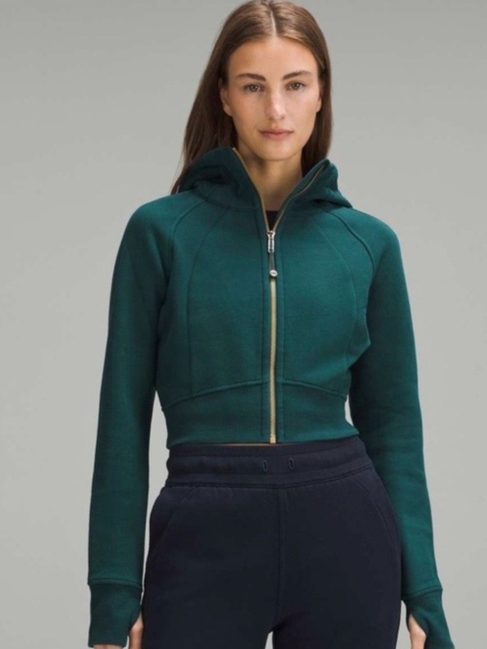 lululemon athletica Cropped Teal Zip-Up Hoodie